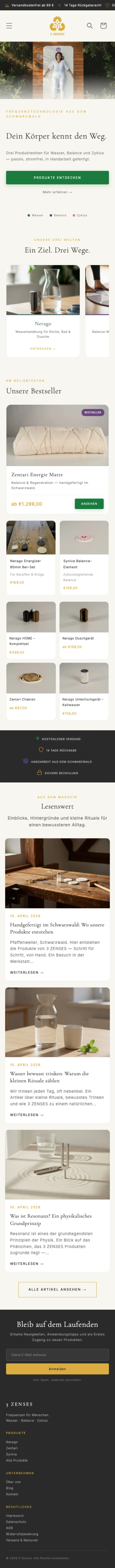3 ZENSES Shopify Mobile-Ansicht nachher — responsives Design auf allen Geräten