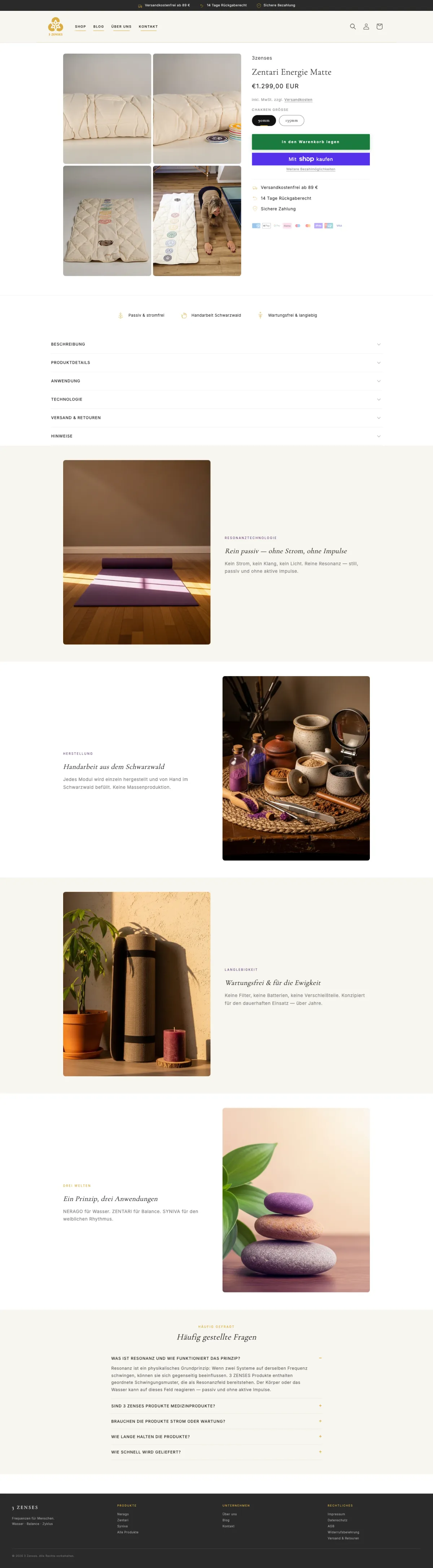3 ZENSES Produktseite nachher — Shopify Custom PDP