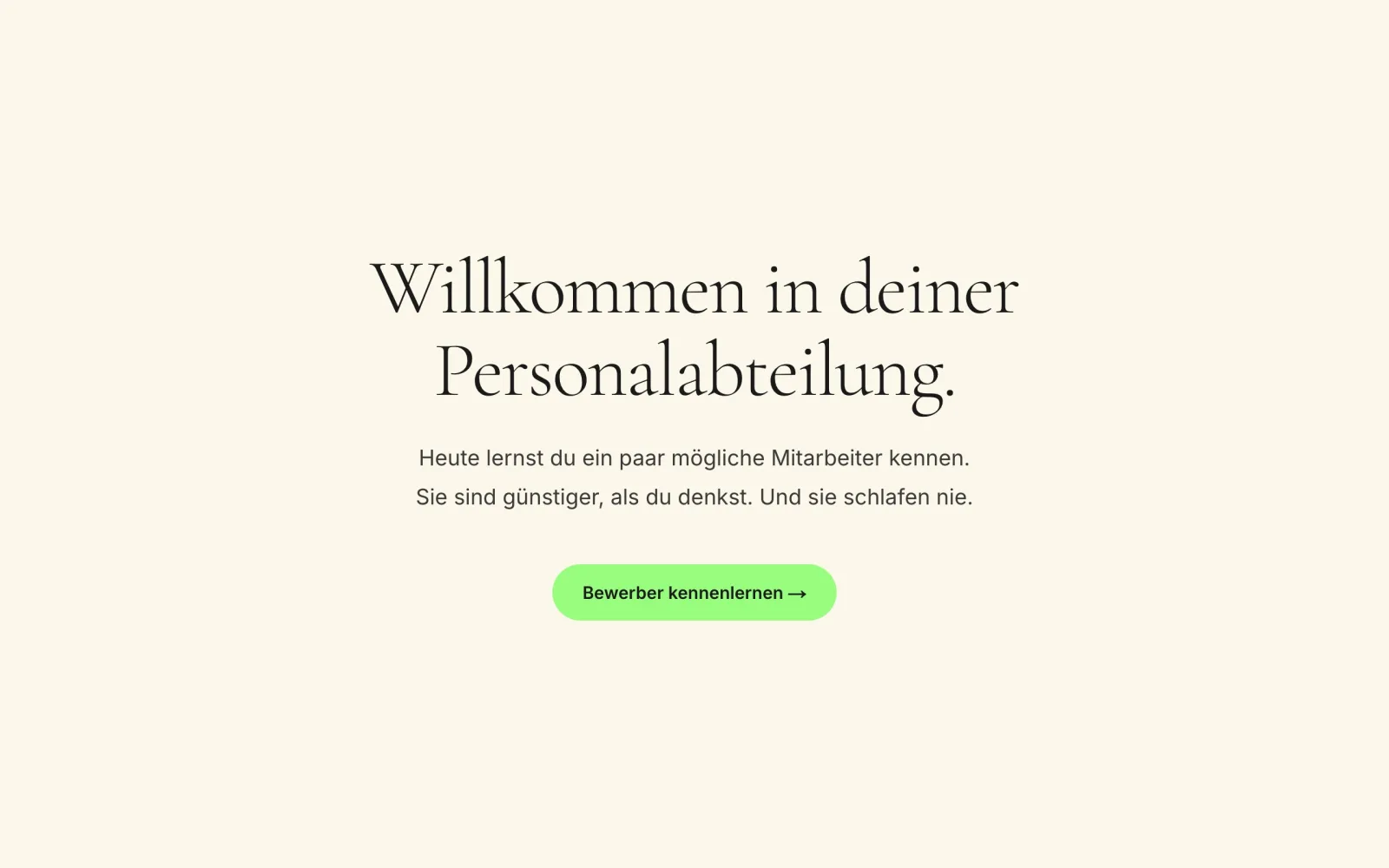 KI-Konfigurator Lobby — Willkommen in deiner Personalabteilung