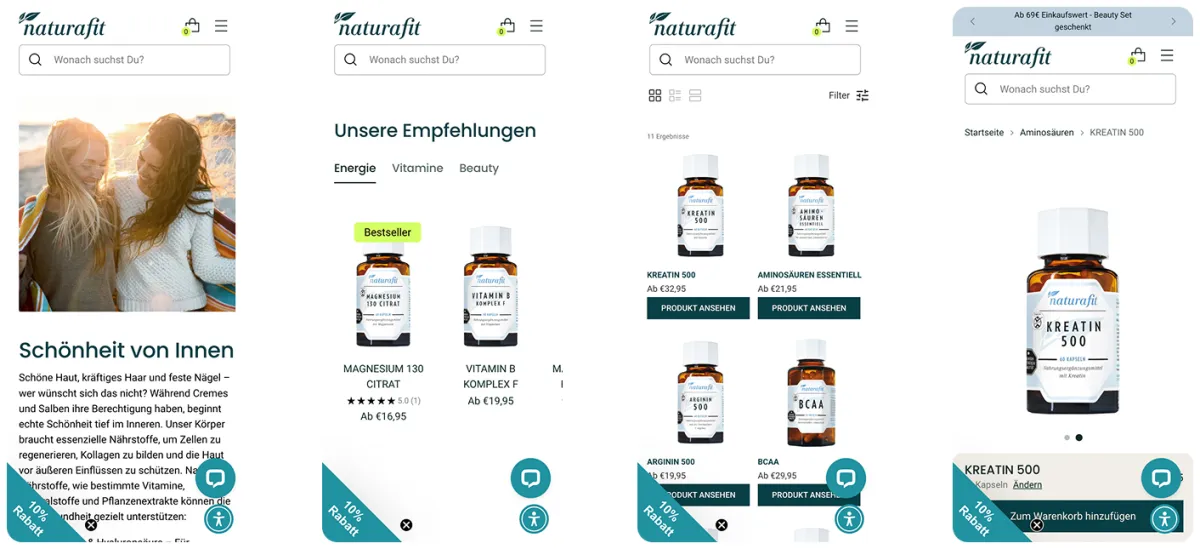 Naturafit Mobile Shop Ansicht