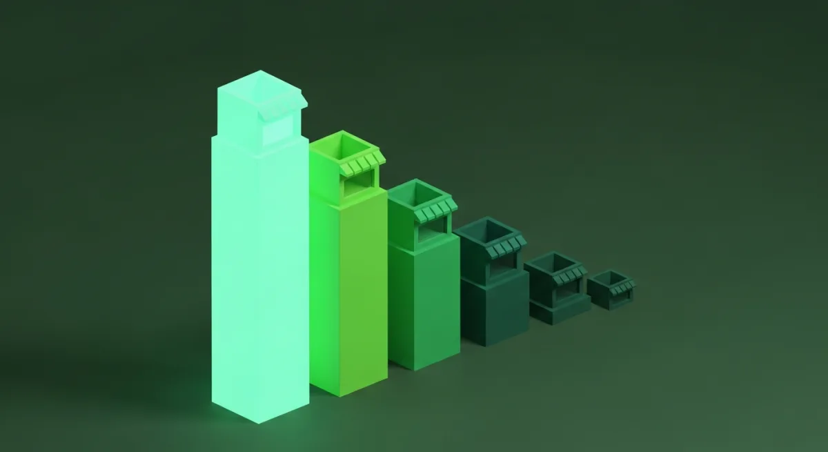 Ranking-Darstellung von sechs E-Commerce-Plattformen nach KI-Entwicklungseignung — Shopify führt, gefolgt von Shopware