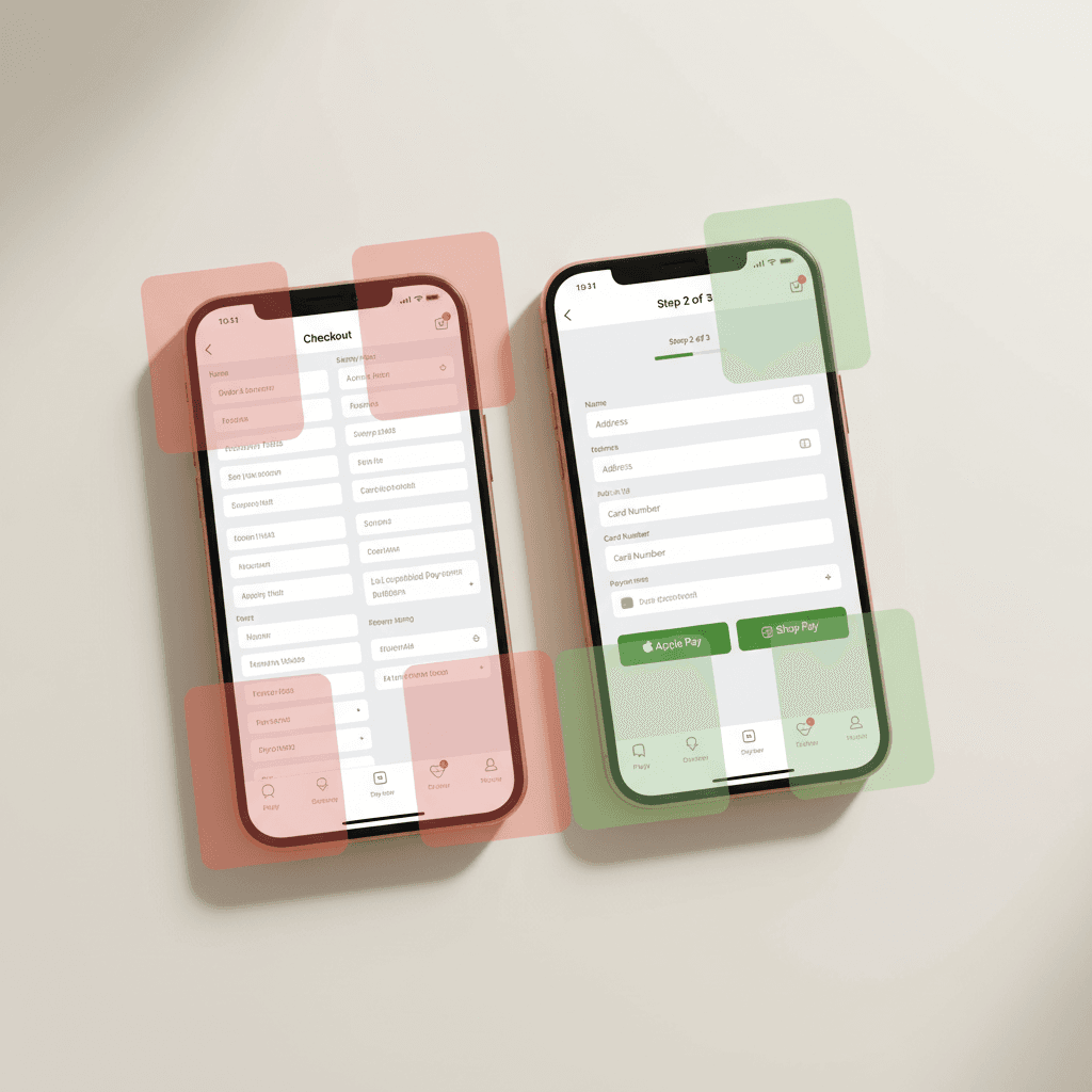 Checkout-Optimierung Vorher-Nachher — weniger Felder, höhere Abschlussrate