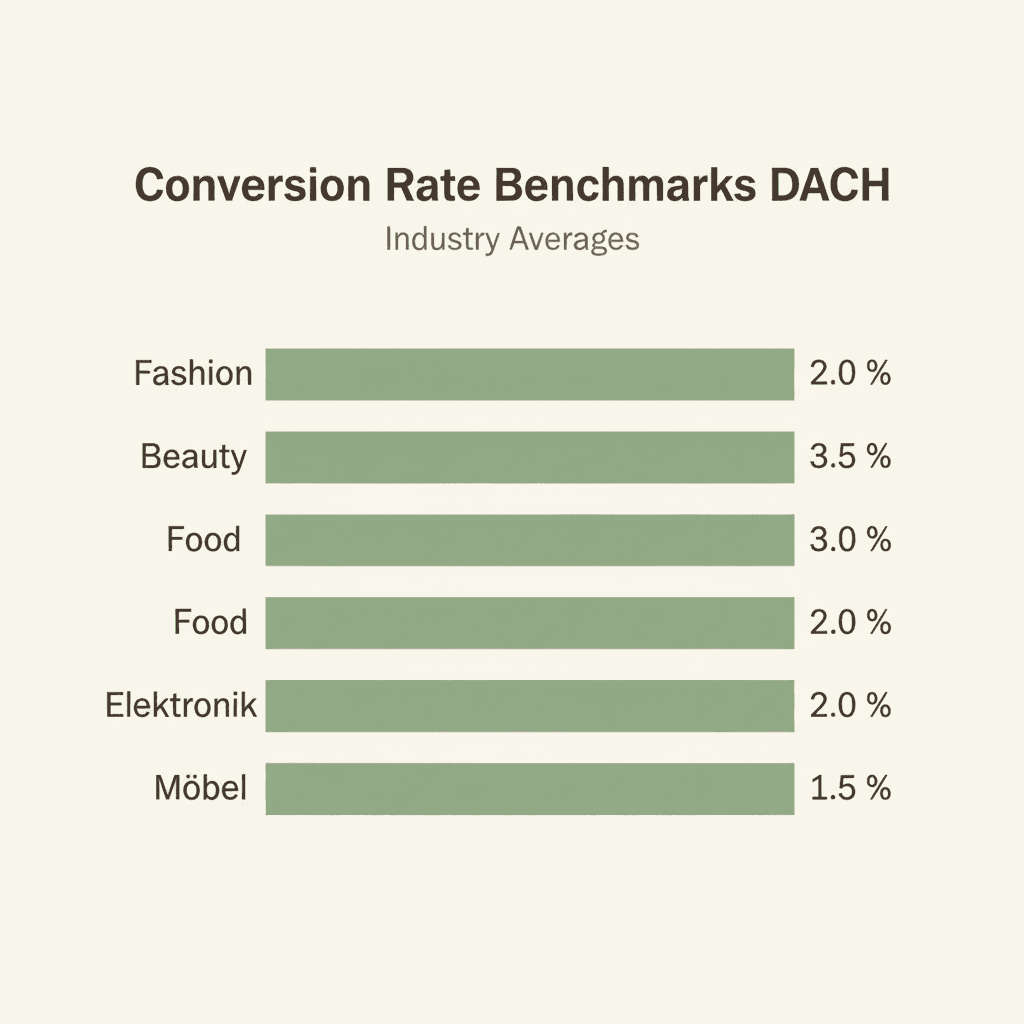 Conversion Rate Benchmarks nach Branche im DACH-Raum — Balkendiagramm