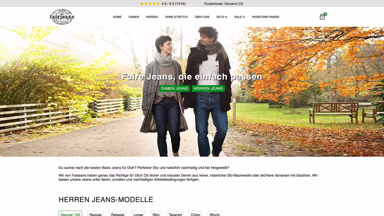 Fairjeans — Shopify Projekt